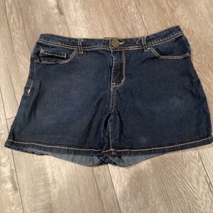 Red Blue Denim Shorts, Size 7/8, Color Blue